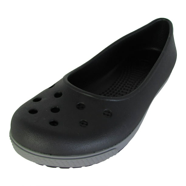CLOSEOUT Crocs Women's Grace Flat Comfort Work Shoes BLACK Size 6 